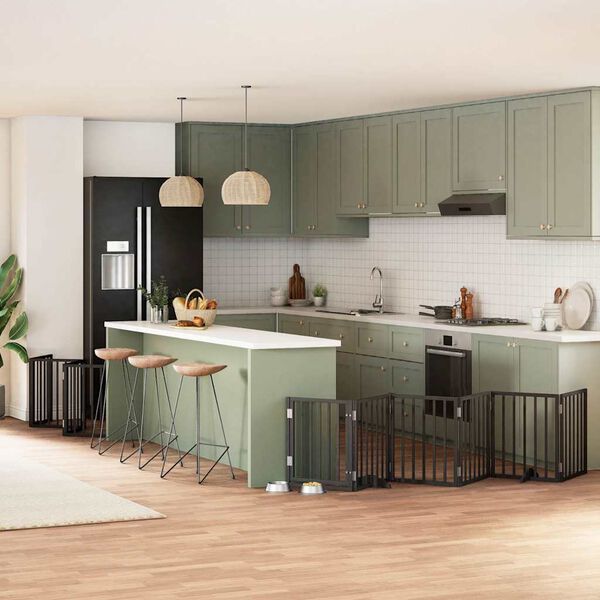 vidaXL Hondenhek inklapbaar 15 panelen 750 cm populierenhout zwart