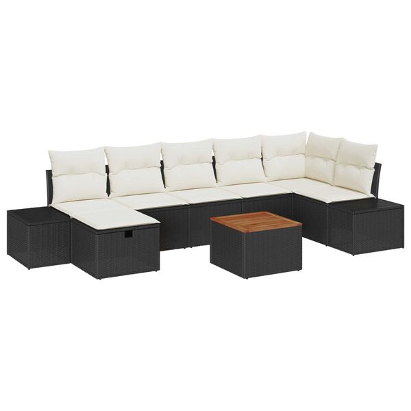 vidaXL Tuin Sofa Set met kussen met opslag 8 pcs Zwart Poly riet