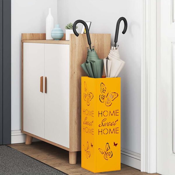 vidaXL Paraplu Standaard Mosterdgeel 15.5 x 15.5 x 49 cm Metaal