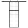 vidaXL Schuifdeur met beslagset 76x205 cm ESG glas zwart