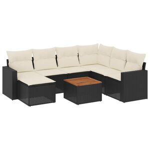 vidaXL 8-delige Loungeset met kussens poly rattan zwart