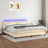 vidaXL Boxspring met matras en LED stof cr&egrave;mekleurig 200x200 cm