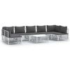 vidaXL 8-delige Loungeset met kussens staal wit