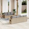 vidaXL 8-delige Loungeset met kussens poly rattan beige