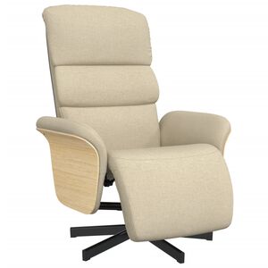 vidaXL Fauteuil verstelbaar met voetensteun stof cr&egrave;mekleurig