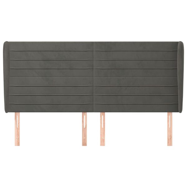 vidaXL Hoofdbord met randen 203x23x118/128 cm fluweel donkergrijs