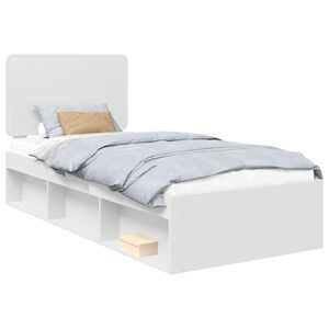 vidaXL Bedframe met hoofdeinde Wit 90 x 190 cm Massief grenenhout