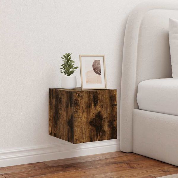 vidaXL Tv-wandmeubel met LED-verlichting 30,5x35x30 cm gerookt eiken