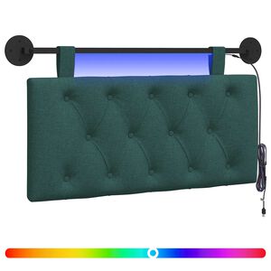 vidaXL Hangend hoofdbord Met LED-verlichting Donkergroen Stof