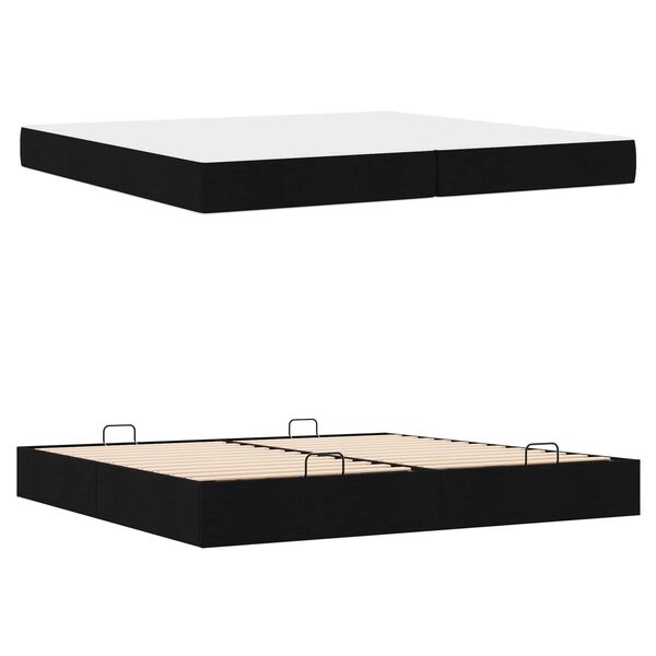 vidaXL Bedframe met matras met matras 2 pcs Zwart Stof