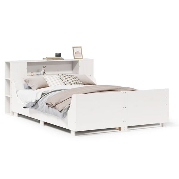 vidaXL Bedframe zonder matras massief grenenhout wit 120x190 cm