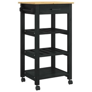 vidaXL Keuken Trolley MONZA Zwart 48 x 40 x 88,5 cm Massief Vurenhout