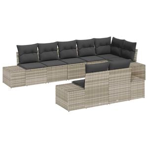 vidaXL Tuin Sofa Set 8 st Lichtgrijs poly rattan