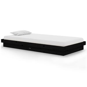 vidaXL Bedframe massief hout zwart 100x200 cm