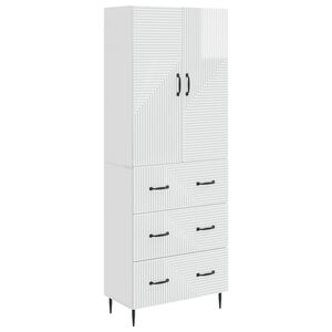 vidaXL Kastenset 2 st 66 x 34,5 x 90 cm Bewerkt hout Hoogglans Wit