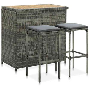 vidaXL 3-delige Barset poly rattan grijs