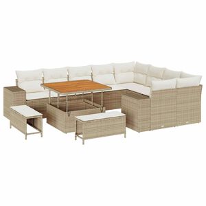 vidaXL Tuin Sofa Set met kussen 12 pcs Beige poly rattan