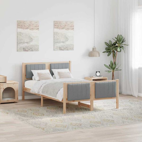 vidaXL Bedframe Bruin en lichtgrijs 120 x 190 cm Massief grenenhout