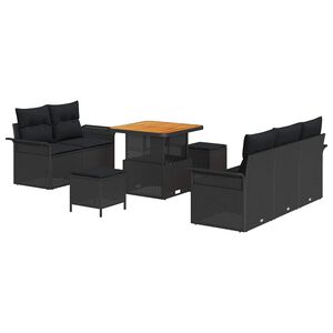 vidaXL Tuin Sofa Set 8 st 7-Aantal zitplaatsen Zwart