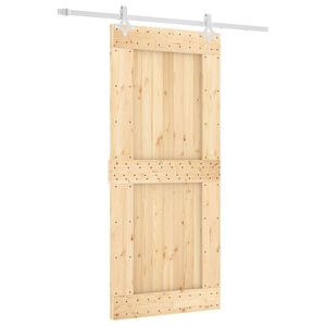 vidaXL Schuifdeur Natuurlijk en Wit 90 x 210 cm Massief Grenenhout