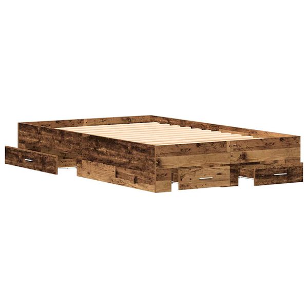vidaXL Bedframe met lade met opslag Oud Hout 120 x 200 cm Bewerkt hout