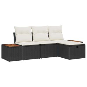 vidaXL Tuin Sofa Set met kussen met opslag 4 pcs Zwart poly rattan