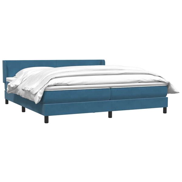 vidaXL Boxspring met matras fluweel donkerblauw 180x210 cm