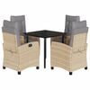 vidaXL 5-delige Tuinset met kussens poly rattan gemengd beige