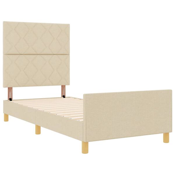 vidaXL Bedframe met hoofdeinde Cr&egrave;me 100 x 200 cm Stof