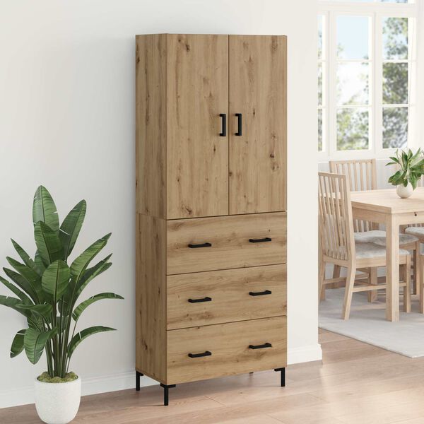 vidaXL Highboard Artisan Eiken 69,5 x 34 x 180 cm Bewerkt hout