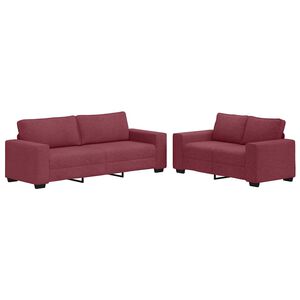 vidaXL 2-delige Loungeset met kussens stof wijnrood