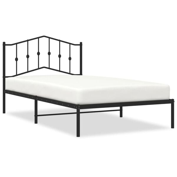 vidaXL Bedframe met hoofdbord metaal zwart 107x203 cm