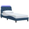 vidaXL Bedframe met LED zonder matras 90x190 cm stof blauw