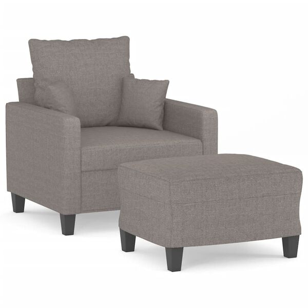 vidaXL Fauteuil met voetenbank 60 cm stof taupe