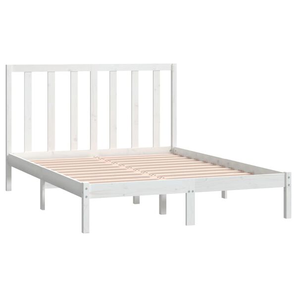 vidaXL Bedframe zonder matras massief grenenhout wit 135x190 cm