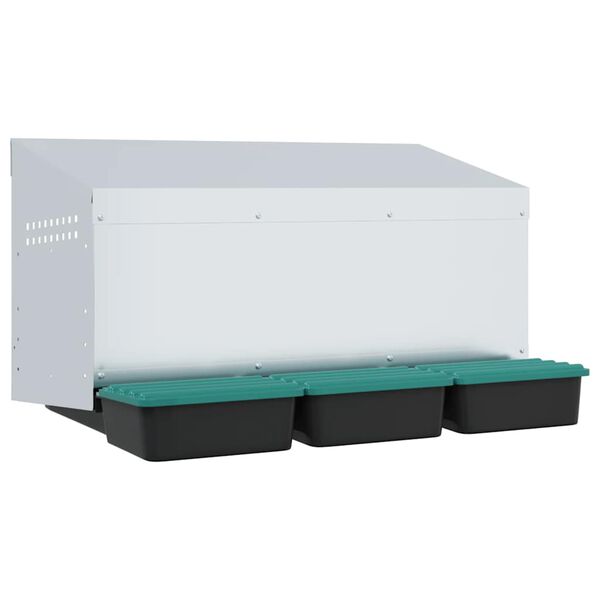 vidaXL Kippennestkast 3 compartimenten wandmontage gegalvaniseerd staal