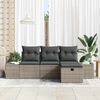 vidaXL Tuin Sofa Set met kussen 4 pcs Grijs Poly riet
