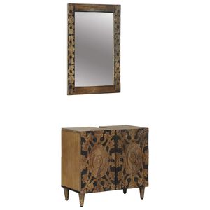 vidaXL Badkamermeubelset Wandgemonteerd 2 pcs Bruin Massief Mango Hout