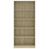 vidaXL Boekenkast met 5 schappen 80x24x175 cm bewerkt hout sonoma eik
