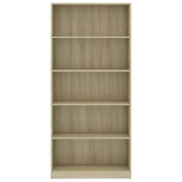 vidaXL Boekenkast met 5 schappen 80x24x175 cm bewerkt hout sonoma eik