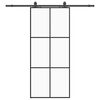 vidaXL Schuifdeur met beslagset 90x205 cm ESG glas zwart