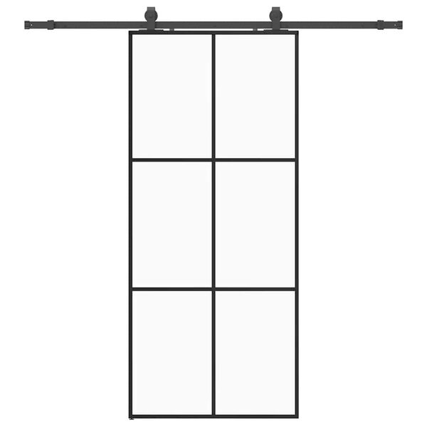 vidaXL Schuifdeur met beslagset 90x205 cm ESG glas zwart