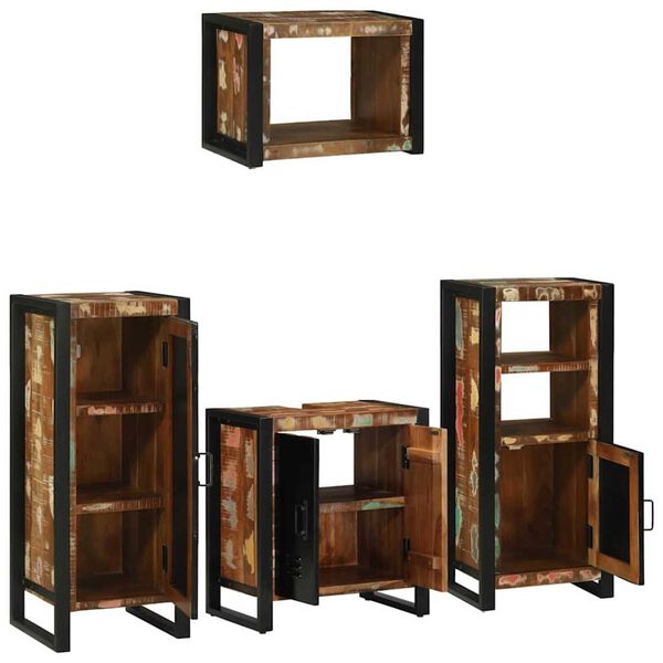 vidaXL Badkamermeubelset met plank 4 pcs Bruin Massief Mango Hout