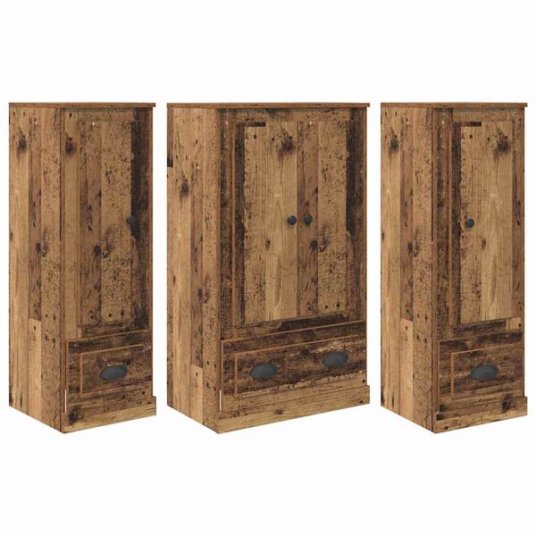 vidaXL Hoge kast met lade 3 pcs Oud Hout Bewerkt hout
