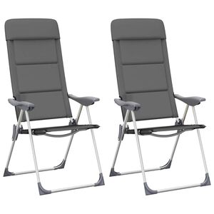vidaXL Campingstoelen 58x69x111 cm aluminium grijs 2 st