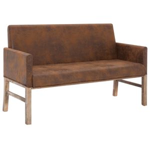 vidaXL Bankje met armleuning 140 cm kunstsu&egrave;de bruin