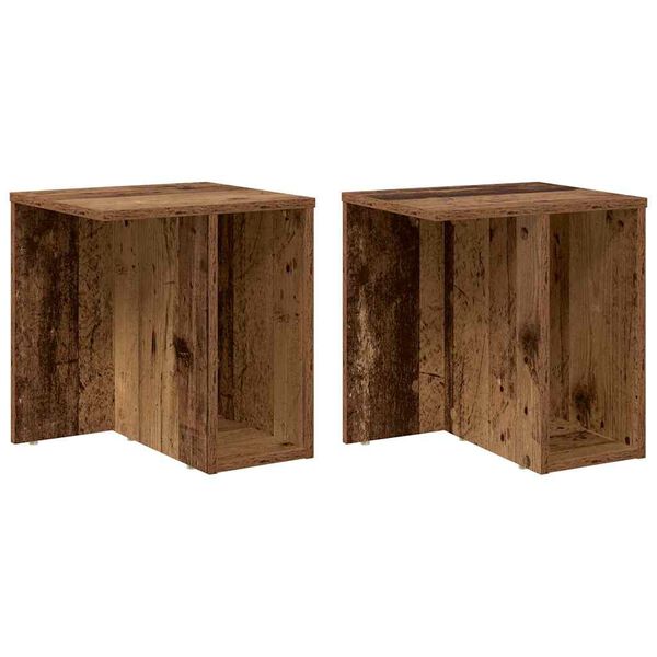 vidaXL Bijzettafel 2 pcs Oudhout 37 x 32 x 40 cm Bewerkt hout