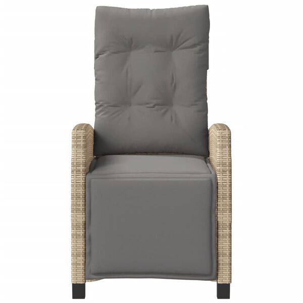 vidaXL Tuinstoel verstelbaar met voetensteun poly rattan gemengd beige