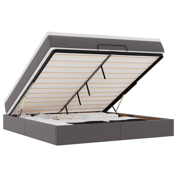 vidaXL Ottoman bed met matras 160x200cm kunstleer grijs