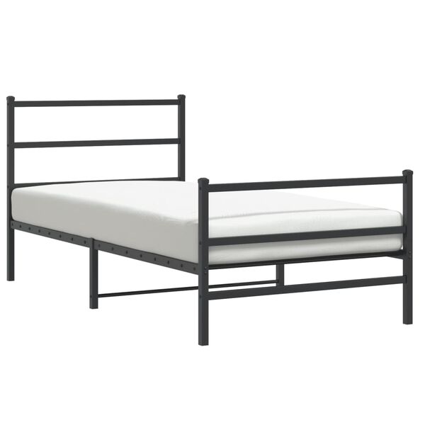 vidaXL Bedframe met hoofd- en voeteneinde&nbsp;metaal zwart 100x190 cm